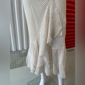 Zara Cream Asymmetrical Mesh Skirt